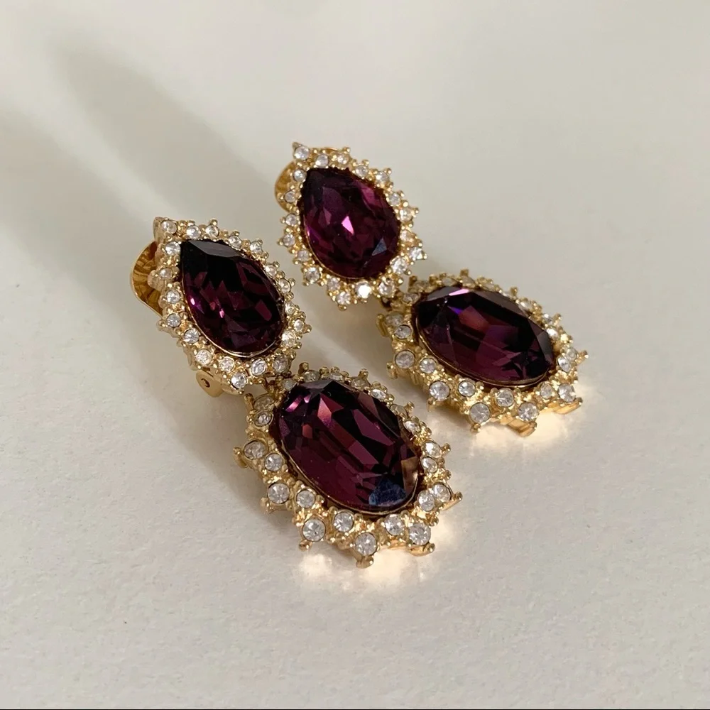 Vintage Christian Dior large crystal earrings - Picture 1 of 15